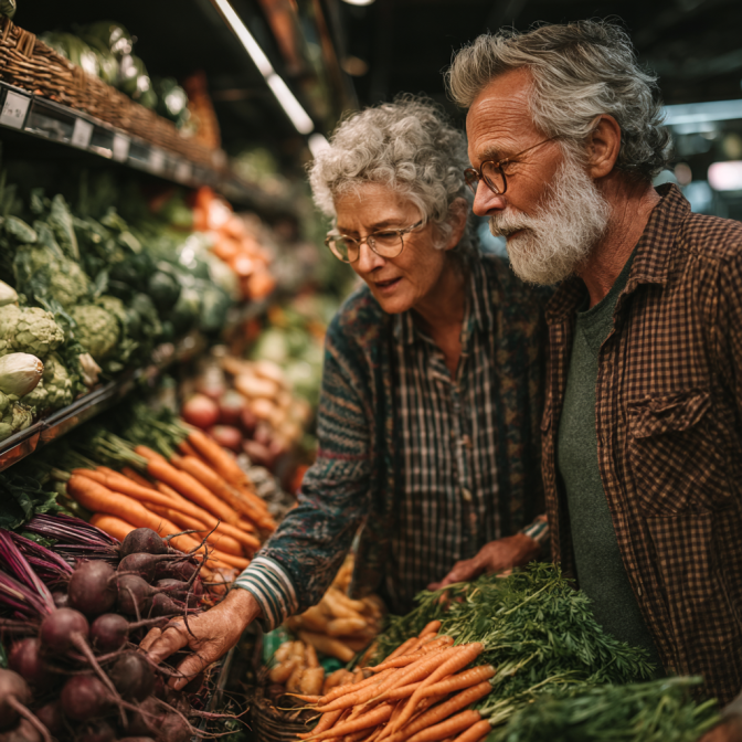 Senior couple cooking together healthy meal